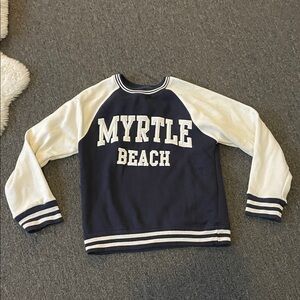 Navy and White Crew Neck Sweater